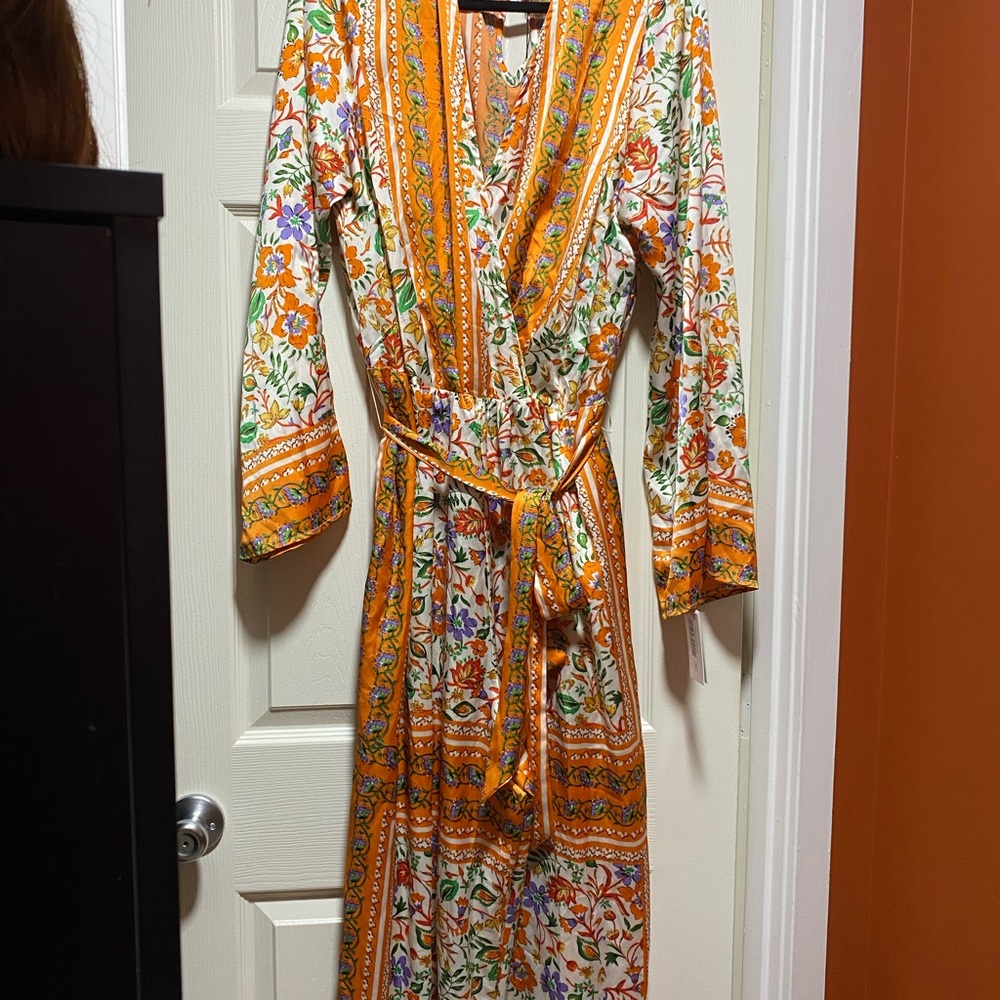 Fashion Nova Orange Floral Jumpsuit